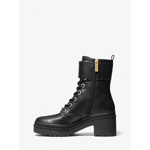 Michael Kors Women's Rory Faux Leather Combat Boot, Black Size 7M - Picture 1 of 5